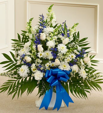 Blue and White Sympathy Floor Basket