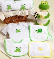Froggie & Friends New Baby Boy or Girl Gift Basket