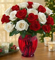 Peppermint Roses Buy 12 Get 6 Free + Free Vase