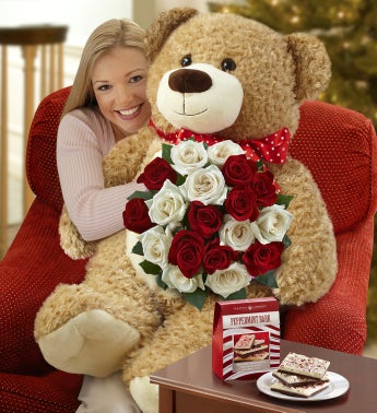 Big Bear with Peppermint Rose Bouquet