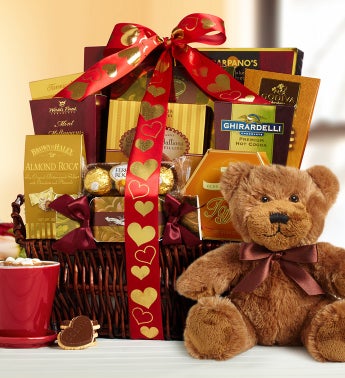 Valentine Deluxe Balsam Basket and FREE Teddy Bear