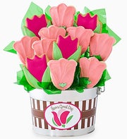 Cheryl's Pink Tulip Cookie Flower Pot