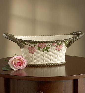 spectacular oval basket with desert rose pattern