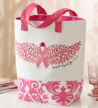 Breast Cancer Awareness Pink Ribbon Wing Tote
