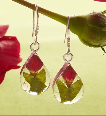 Fresh Rosebud Teardrop Earrings