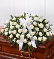 Cherished Memories Rose Half Casket Cover - White