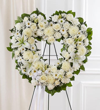 Always Remember Floral Heart Tribute - White