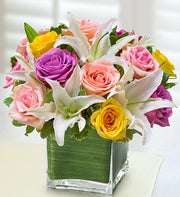 Modern Embrace? Pastel Rose and Lily Cube?
