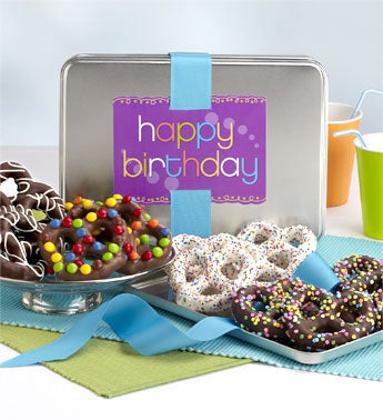 Happy Birthday Decorated Pretzels Tin
