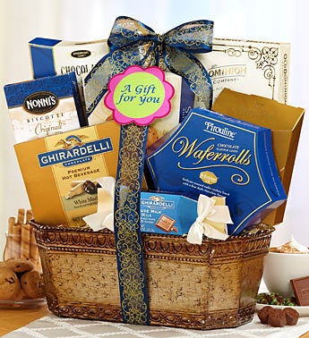 Grand Elegance Blue & Gold Gift Basket