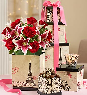 Tower of Love Bouquet with Votive and Chocolate